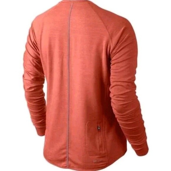 Nike Dri Fit Sprint Fleece Raglan Sleeve Running Crew Orange/Reflective Silver M - Picture 7 of 7